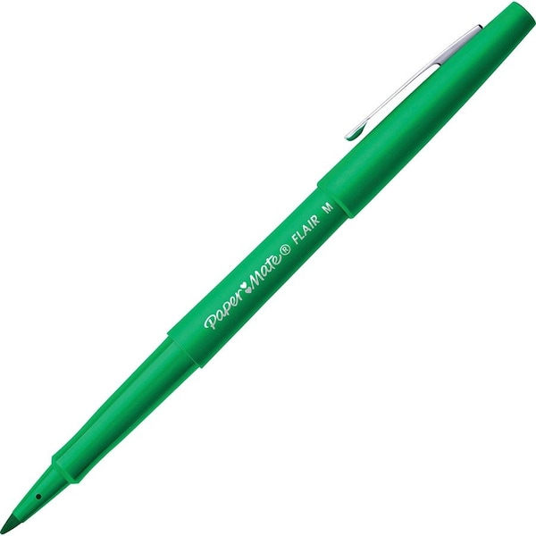 Paper Mate Flair Pen, Point Guard Tip, Medium Pt, GN Barrel/Ink PK PAP8440152 - main